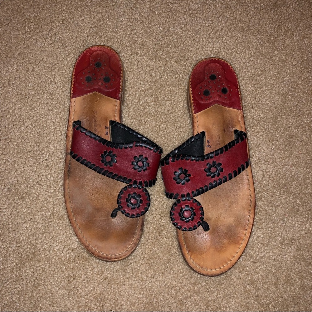 Jack Rogers- Garnet & Black. Size 8